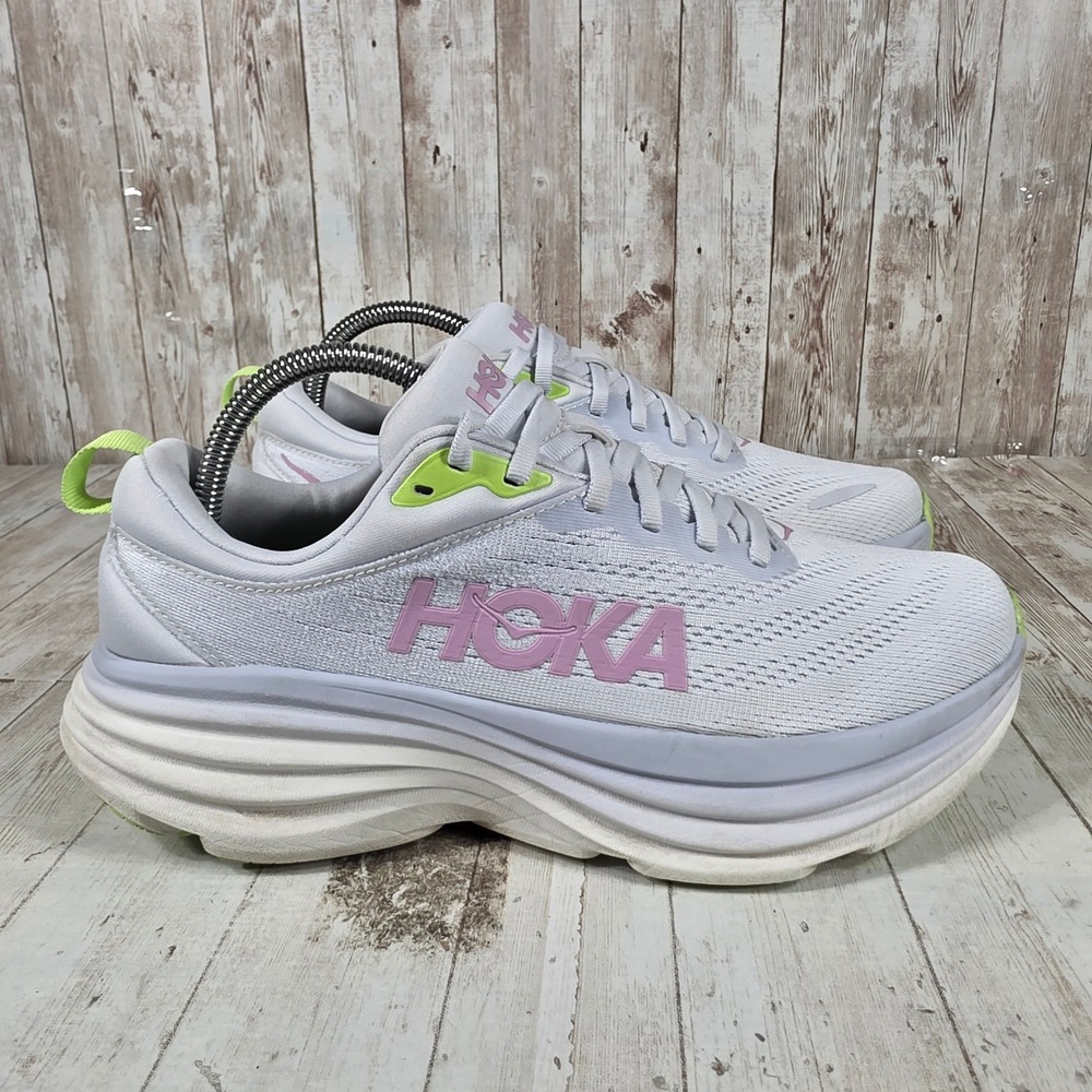 Hoka Bondi 8 Womens Running Shoes Silver Sky Coastal Sky 1127952-SCP Size 9B